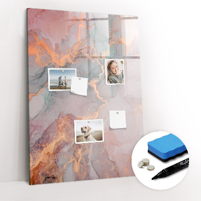 Glazen magneetbord met decoratieve print Marmer