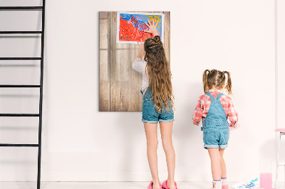 Magnetisch memobord van glas voor aan de muur Lichte houten planken