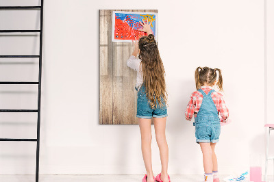 Magnetisch memobord van glas voor aan de muur Lichte houten planken