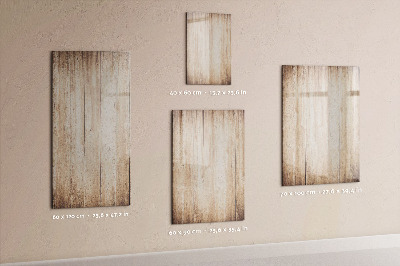 Magnetisch memobord van glas voor aan de muur Lichte houten planken