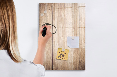 Magnetisch memobord van glas voor aan de muur Lichte houten planken