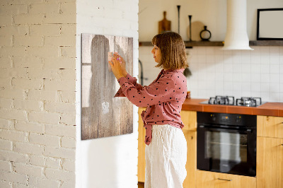 Magnetisch memobord van glas voor aan de muur Lichte houten planken