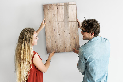Magnetisch memobord van glas voor aan de muur Lichte houten planken