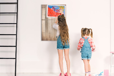Magnetisch memobord van glas voor aan de muur Lichte houten planken