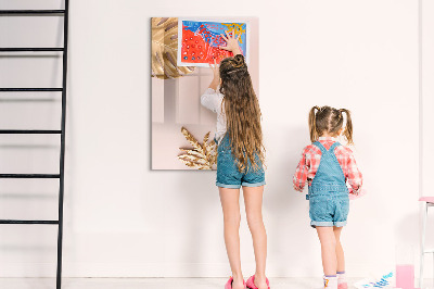 Glazen magneetbord met decoratieve print Gouden bladeren
