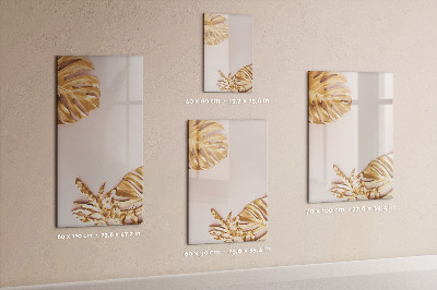 Glazen magneetbord met decoratieve print Gouden bladeren