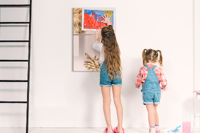 Glazen magneetbord met decoratieve print Gouden bladeren