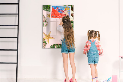 Glazen magneetbord met decoratieve print Zomerframe