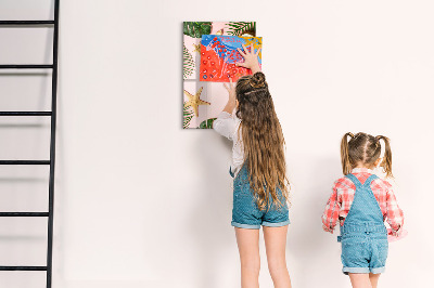 Glazen magneetbord met decoratieve print Zomerframe