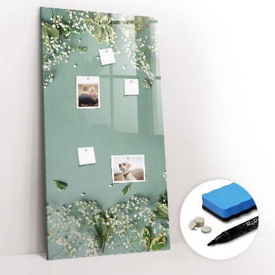 Glazen magneetbord met decoratieve print Gipskruidbloemen