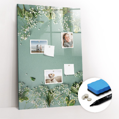 Glazen magneetbord met decoratieve print Gipskruidbloemen