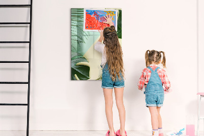 Wandbord van glas magnetisch en uitwisbaar Tropische Monstera