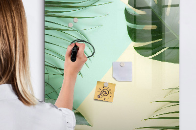 Wandbord van glas magnetisch en uitwisbaar Tropische Monstera