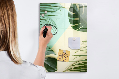 Wandbord van glas magnetisch en uitwisbaar Tropische Monstera