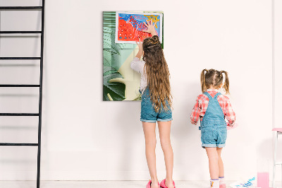 Wandbord van glas magnetisch en uitwisbaar Tropische Monstera