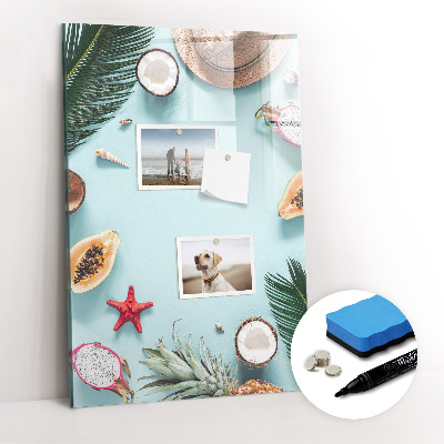 Glazen magneetbord met decoratieve print Zomercompositie