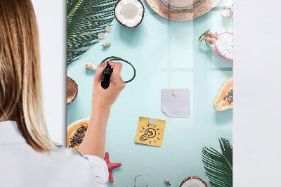 Glazen magneetbord met decoratieve print Zomercompositie