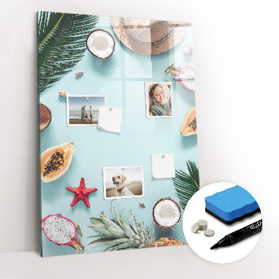 Glazen magneetbord met decoratieve print Zomercompositie