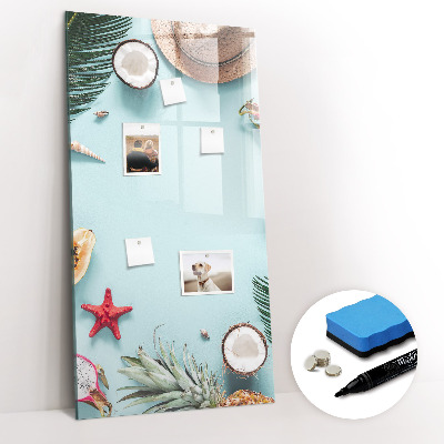 Glazen magneetbord met decoratieve print Zomercompositie