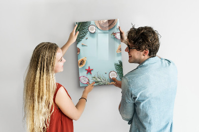 Glazen magneetbord met decoratieve print Zomercompositie