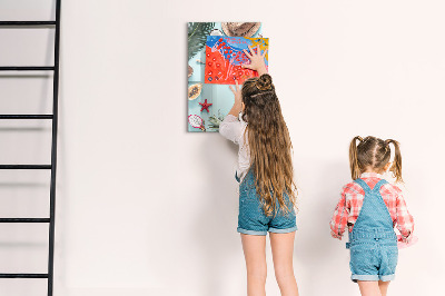 Glazen magneetbord met decoratieve print Zomercompositie