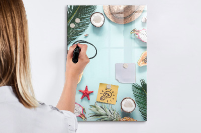 Glazen magneetbord met decoratieve print Zomercompositie