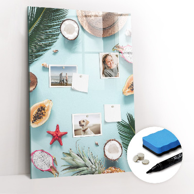 Glazen magneetbord met decoratieve print Zomercompositie