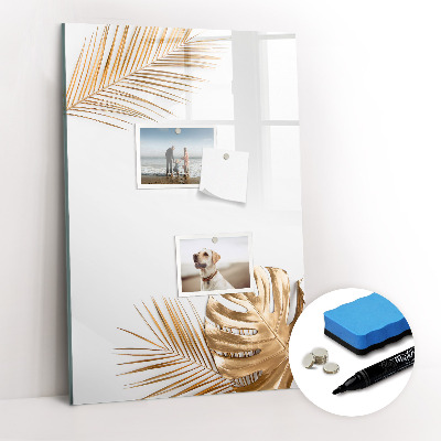 Magnetisch memobord van glas voor aan de muur Gouden bladeren