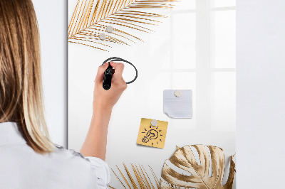 Magnetisch memobord van glas voor aan de muur Gouden bladeren