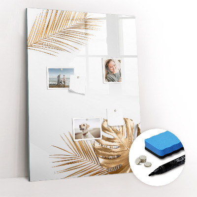 Magnetisch memobord van glas voor aan de muur Gouden bladeren