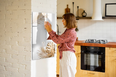 Magnetisch memobord van glas voor aan de muur Gouden bladeren
