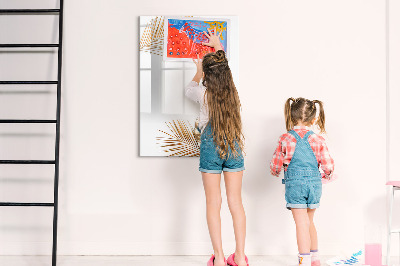 Magnetisch memobord van glas voor aan de muur Gouden bladeren