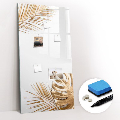 Magnetisch memobord van glas voor aan de muur Gouden bladeren