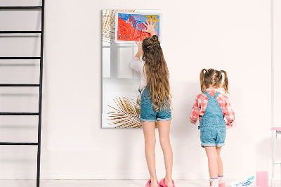 Magnetisch memobord van glas voor aan de muur Gouden bladeren