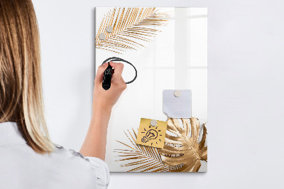 Magnetisch memobord van glas voor aan de muur Gouden bladeren