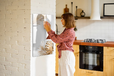 Magnetisch memobord van glas voor aan de muur Gouden bladeren