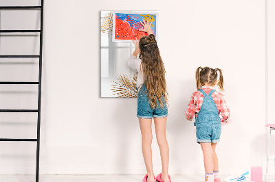 Magnetisch memobord van glas voor aan de muur Gouden bladeren
