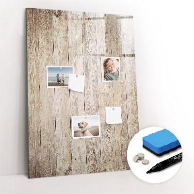 Magnetisch memobord van glas voor aan de muur Houten planken