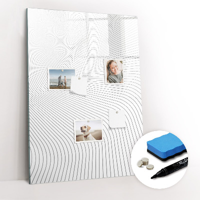 Magnetisch memobord van glas voor aan de muur Grijze lijnen