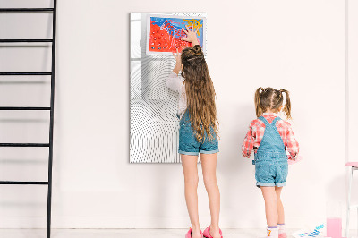 Magnetisch memobord van glas voor aan de muur Grijze lijnen