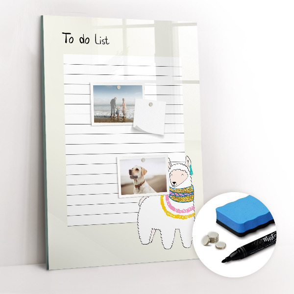 Glazen magneetbord met decoratieve print Takenlijst