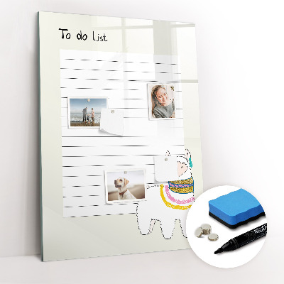 Glazen magneetbord met decoratieve print Takenlijst
