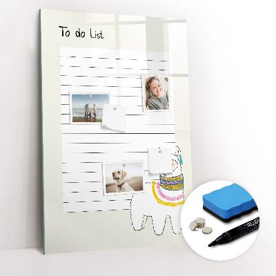 Glazen magneetbord met decoratieve print Takenlijst