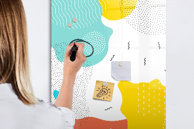 Wandbord van glas magnetisch en uitwisbaar Kleurrijke krabbels