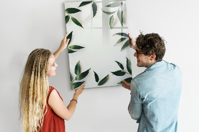 Glazen magneetbord met decoratieve print Groen bladframe