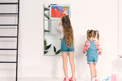 Glazen magneetbord met decoratieve print Groen bladframe