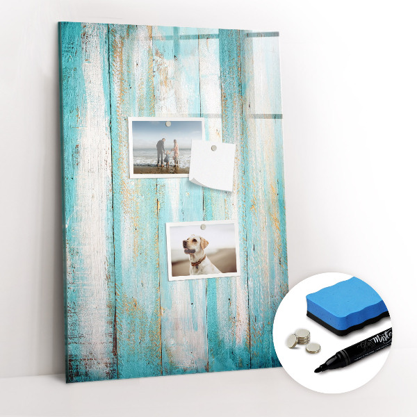 Wandbord van glas magnetisch en uitwisbaar Vintage hout