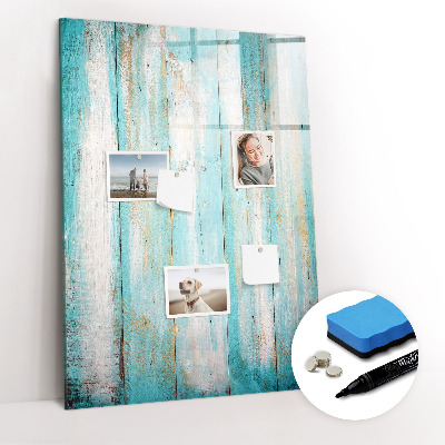 Wandbord van glas magnetisch en uitwisbaar Vintage hout