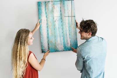 Wandbord van glas magnetisch en uitwisbaar Vintage hout