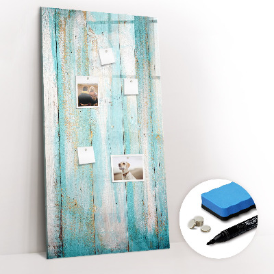 Wandbord van glas magnetisch en uitwisbaar Vintage hout